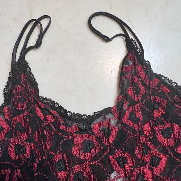 Plus Size Baby Doll Sleepware Valentine Shorty Lingerie Red and Black - Picture 3 of 13
